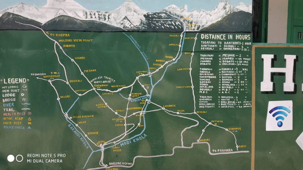 Map of Ghore Poon hill trekking
